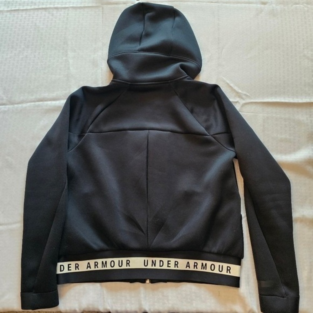 Under Armour Full Zip Hoodie Womens Medium Black Branded Hem Activewear - Picture 4 of 6